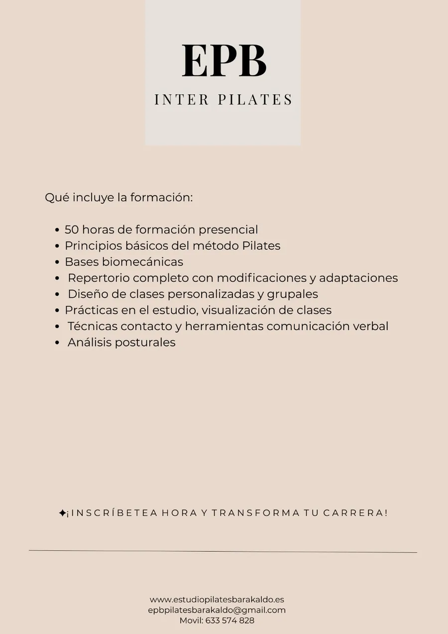 Formación Reformer Nivel Básico EPB Inter Pilates